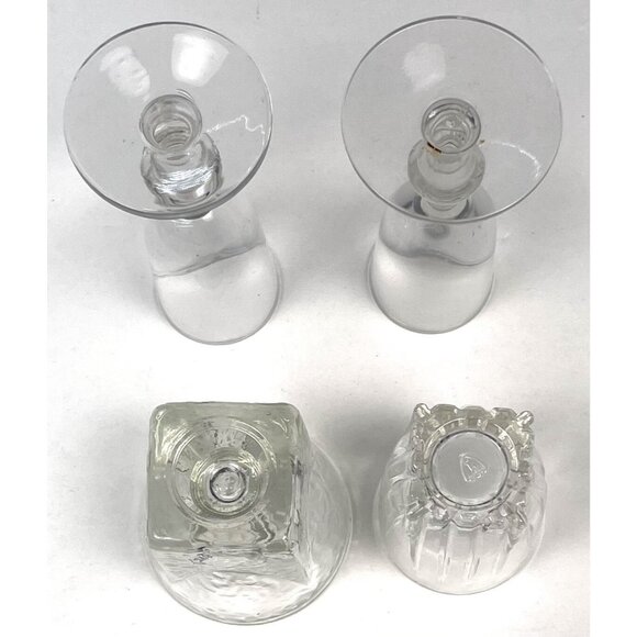 VTG Mixed Lot 4 Clear Glass SHOT GLASSES Barware Stemmed Textured Crystal EUC - Picture 5 of 5